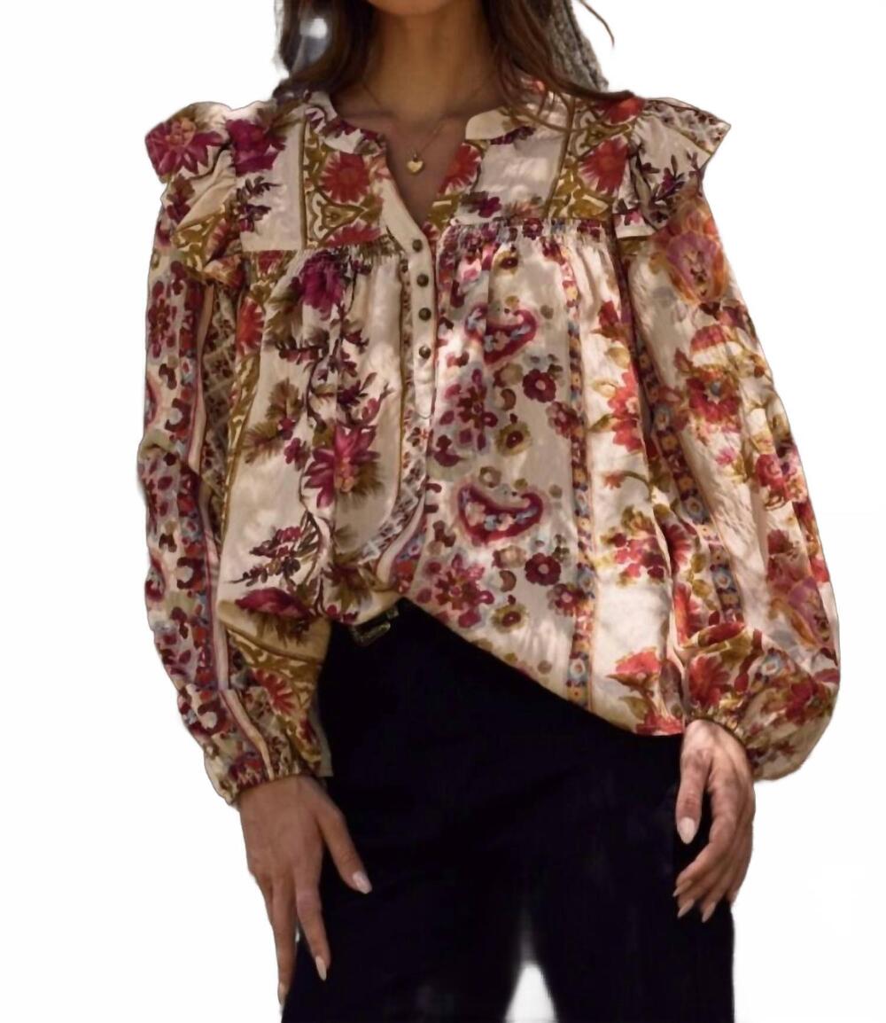 NEW ODDI floral peasant blouse in garden party